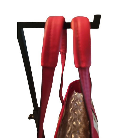 COACH Hamptons Khaki Red Signature Stripe Shoulder Tote Bag #19999 - Picture 12 of 13